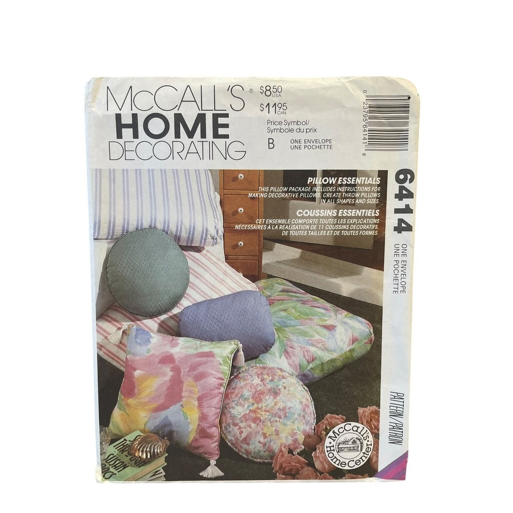 McCall's 6414 Home Decorating Pillow Essentials All Shapes & Sizes 1990s Vintage